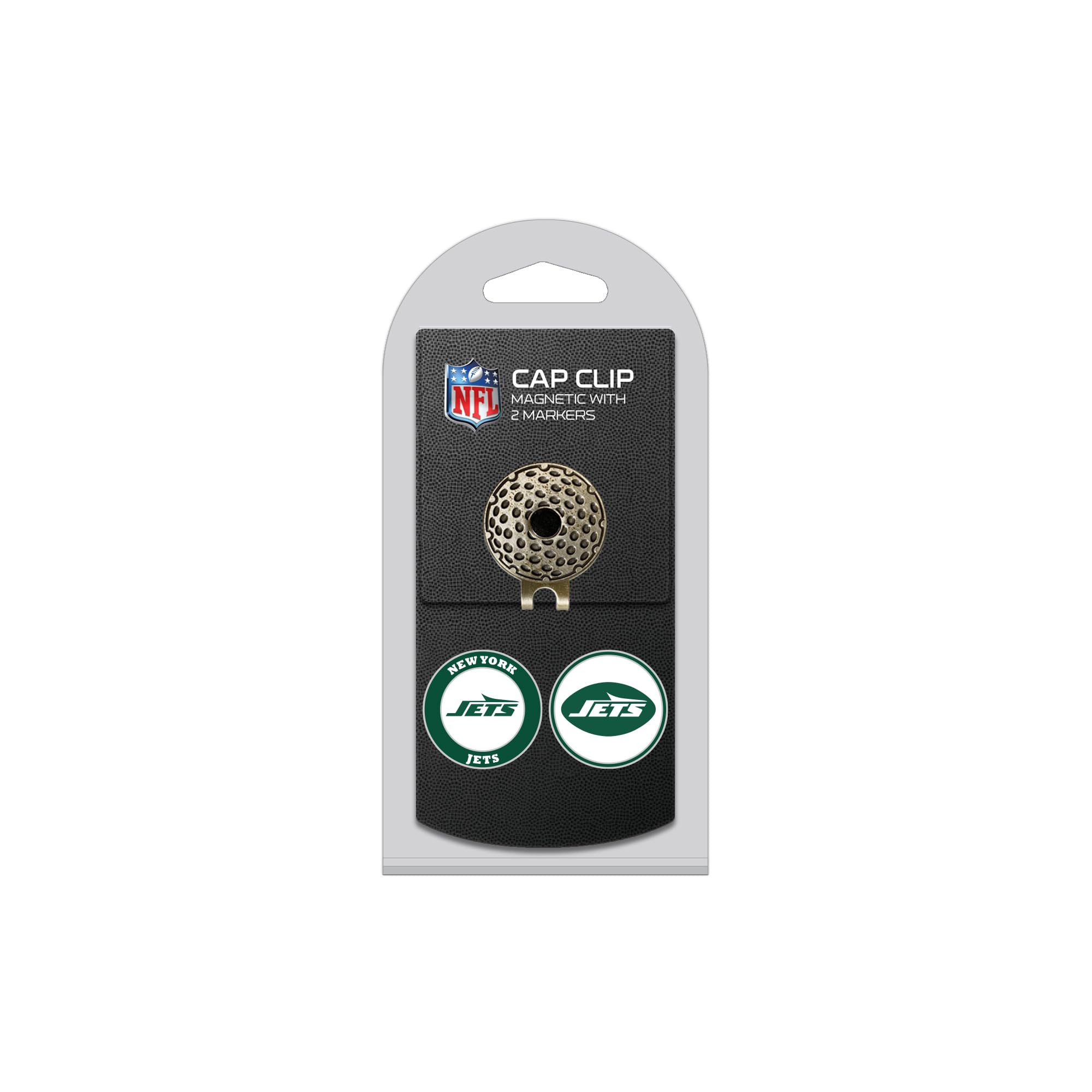 Team Golf NFL New York Jets Cap Clip With 2 Golf Ball Markers Golf Cap Clip with 2 Removable Double-Sided Enamel Magnetic Ball Markers, Attaches Easily to Hats