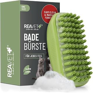 ReaVET Bath brush rubber pliers for dogs, cats short hair and long hair, with massage effect - removes loose cover hair, dust and dirt I Bath iron for dog shampoo massage