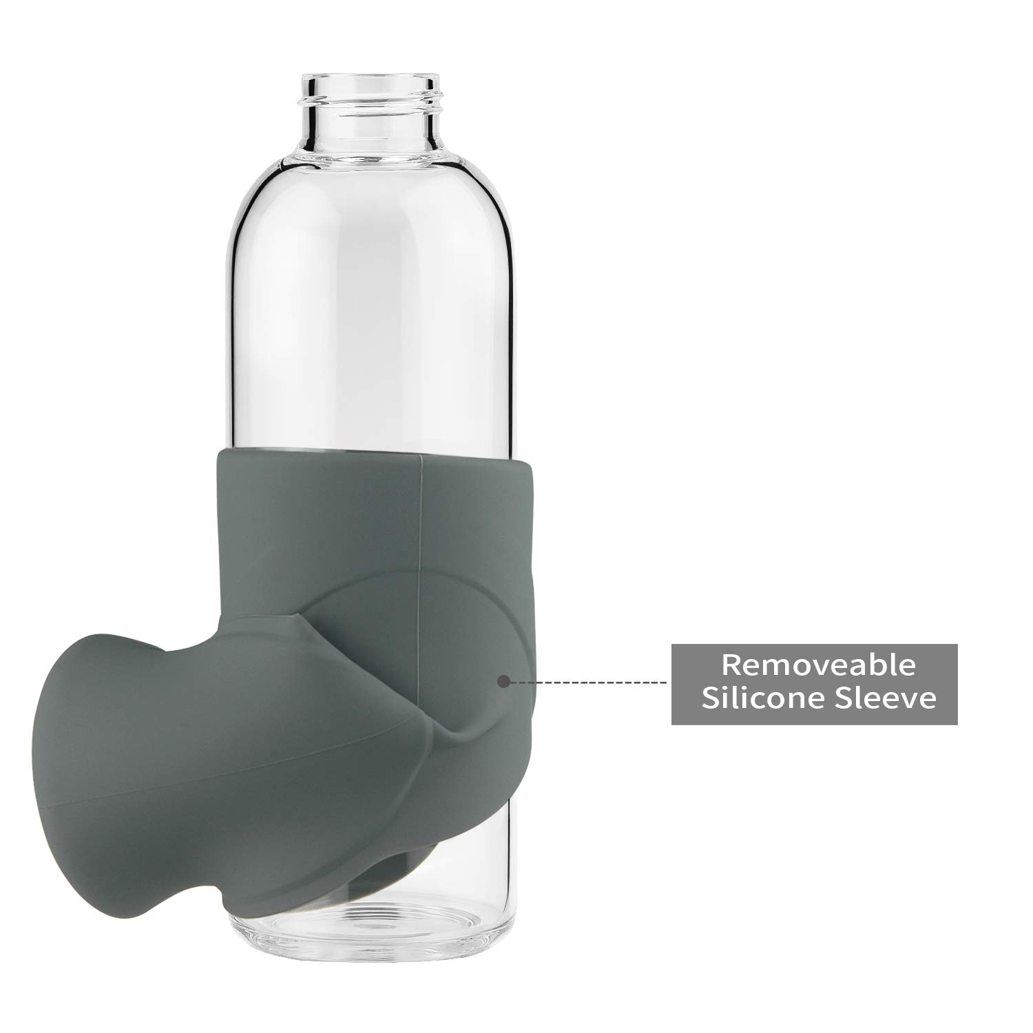 SHOW INGENUITY 1000ml Flacone di Acqua di Vetro Borosilicato Con Manicotto di Copertura Protettiva in Silicone e Coperchio di Acciaio Inossidabile