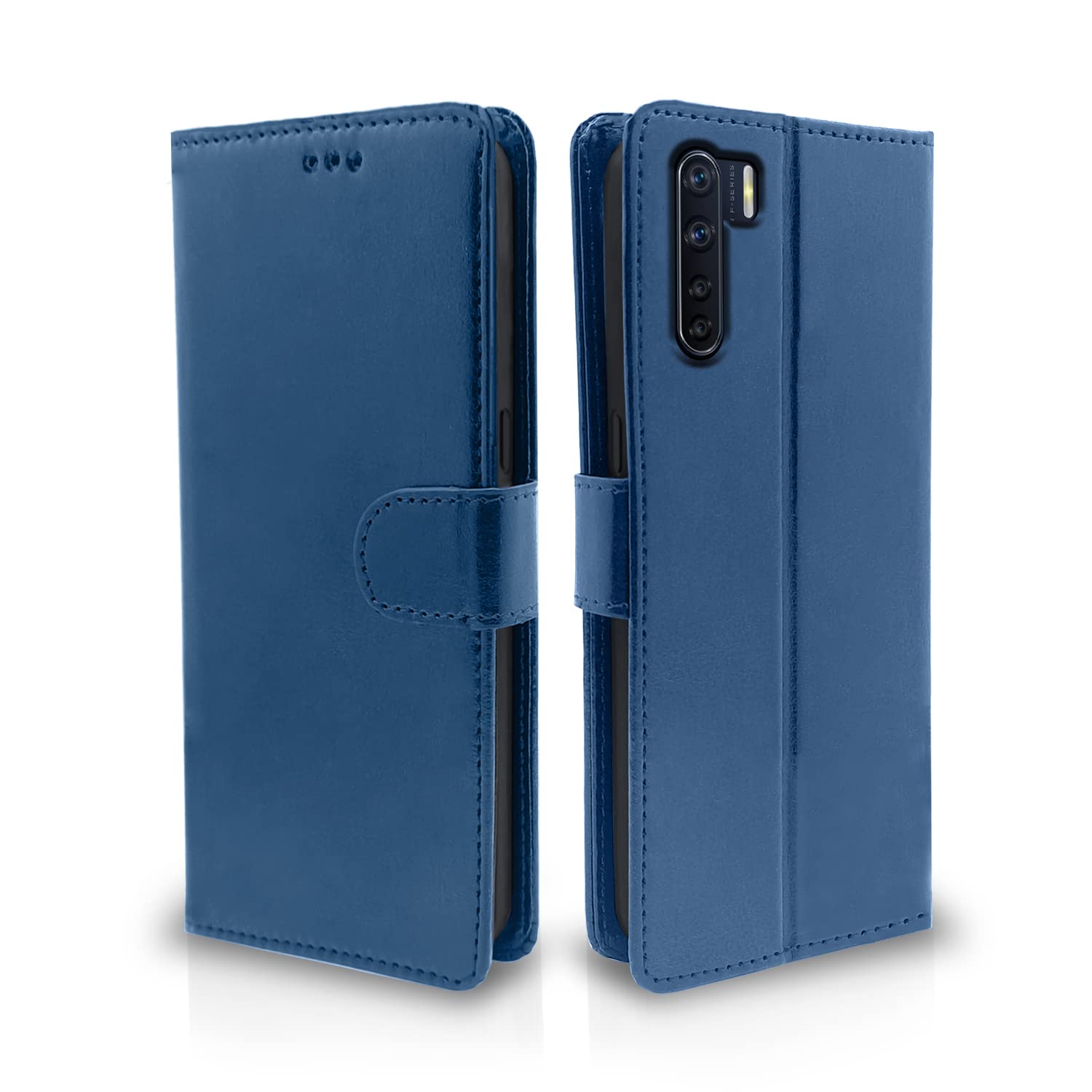 Pikkme Flip Cover Leather Finish | Inside TPU with Card Pockets | Wallet Stand and Shock Proof | Complete Protection Flip Case for Oppo F15(Blue) (B084NWLPP3) Amazon Price History, Amazon Price Tracker