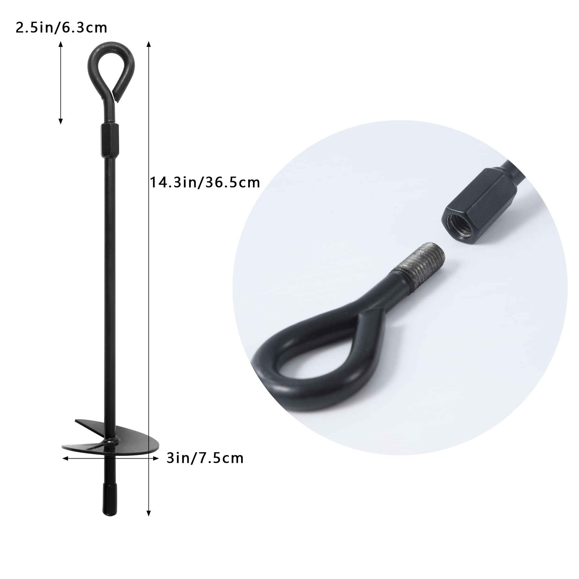 Lswyimao Heavy Duty Galvanized Trampoline Anchors Kit - 4 Pack Screw-in Ground Stakes, No Drill Needed, Rust-Proof for Outdoor Safety (Lawn, Grass, Dirt)