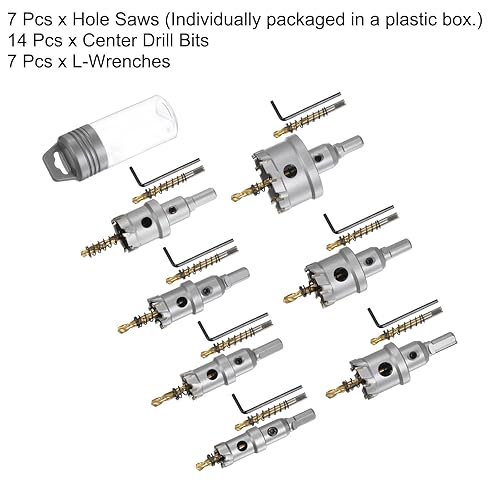 Miniatura 3 de HARFINGTON Juego de 7 piezas de sierra de agujero de carburo de 34 "- 2" TCT (punta de carburo de tungsteno) con 7 brocas extra chapadas en titanio