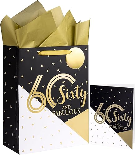 Vista 29 de WRAPAHOLIC Bolsa de regalo de cumpleaños grande de 13 pulgadas con tarjeta y papel de seda - 16 cumpleaños