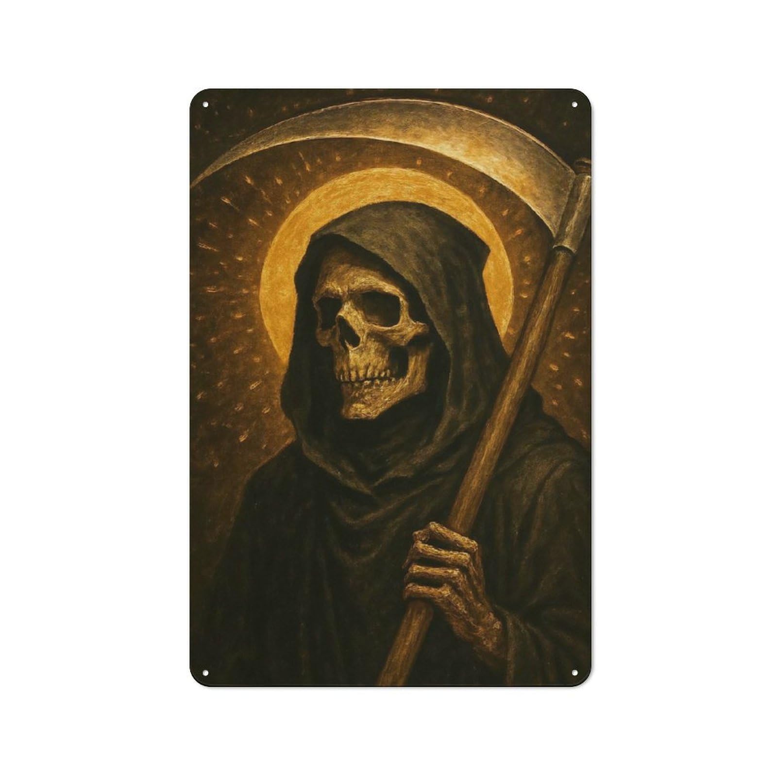 Junmoney Saint Grim Reaper Dark Art Vintage Decorative Metal Plaque 30X20cm, Garden Room Wall Plaque For Shed, Garden Room, Porch Or Garage