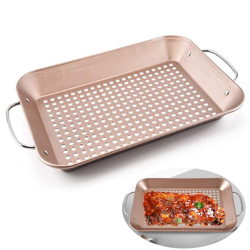 Canasta de Parrilla - Canasta de Verduras a La Parrilla, no Pegajosa Parrilla de Acero Inoxidable Wok, Cuadrada Con Manija Parrilla Parrilla Accesorios de Parrilla Herramientas Para Barbacoa