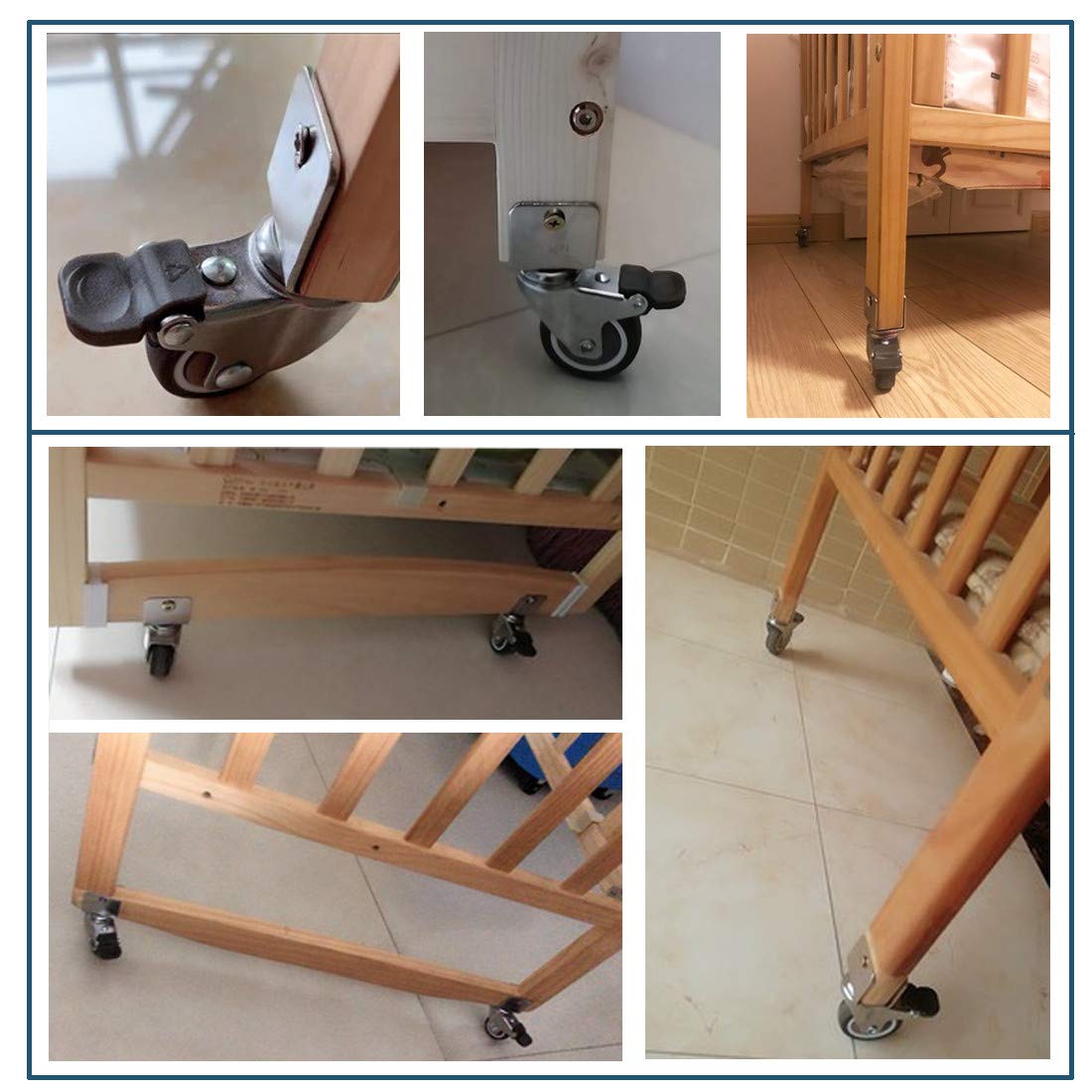 Ruedas giratorias, 1,25" (32 mm), para reemplazo de Muebles pequeños o con rodamiento, móviles y silenciosas, Capacidad de Carga de 60 kg (Freno de 16 mm/0,6 pulg.).