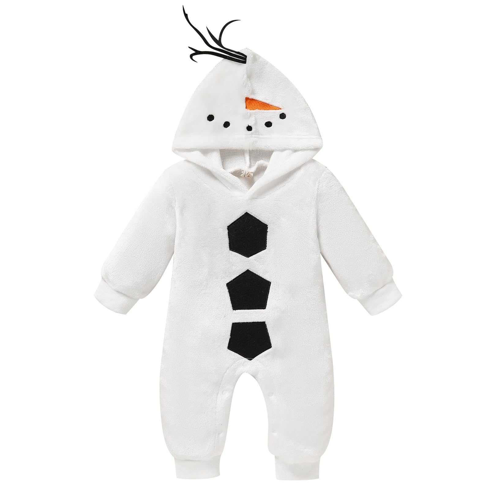 Baby Boy Girls Christmas Romper Velvet Hoodied Snowman Jumpsuit Toddler Costume Xmas Clothes