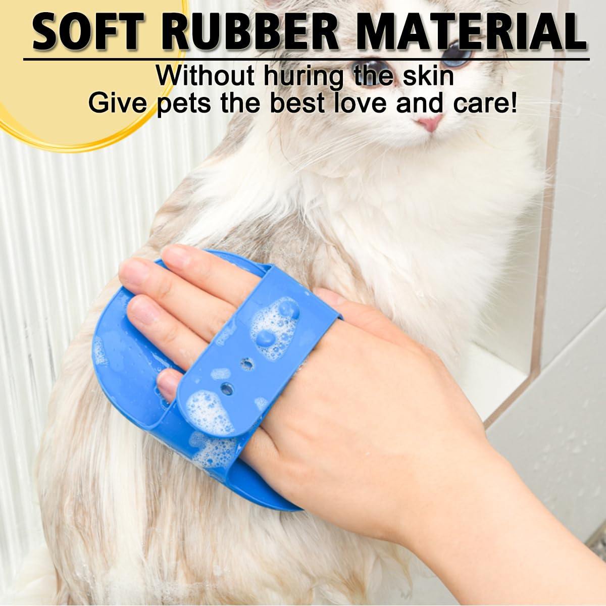 Dog Grooming Brush, Pet Shampoo Bath Brush Dog Grooming Shedding Brush Soothing Massage Rubber Comb with Adjustable Ring Handle for Long Short Haired Dogs and Cats 2pcs - image 4