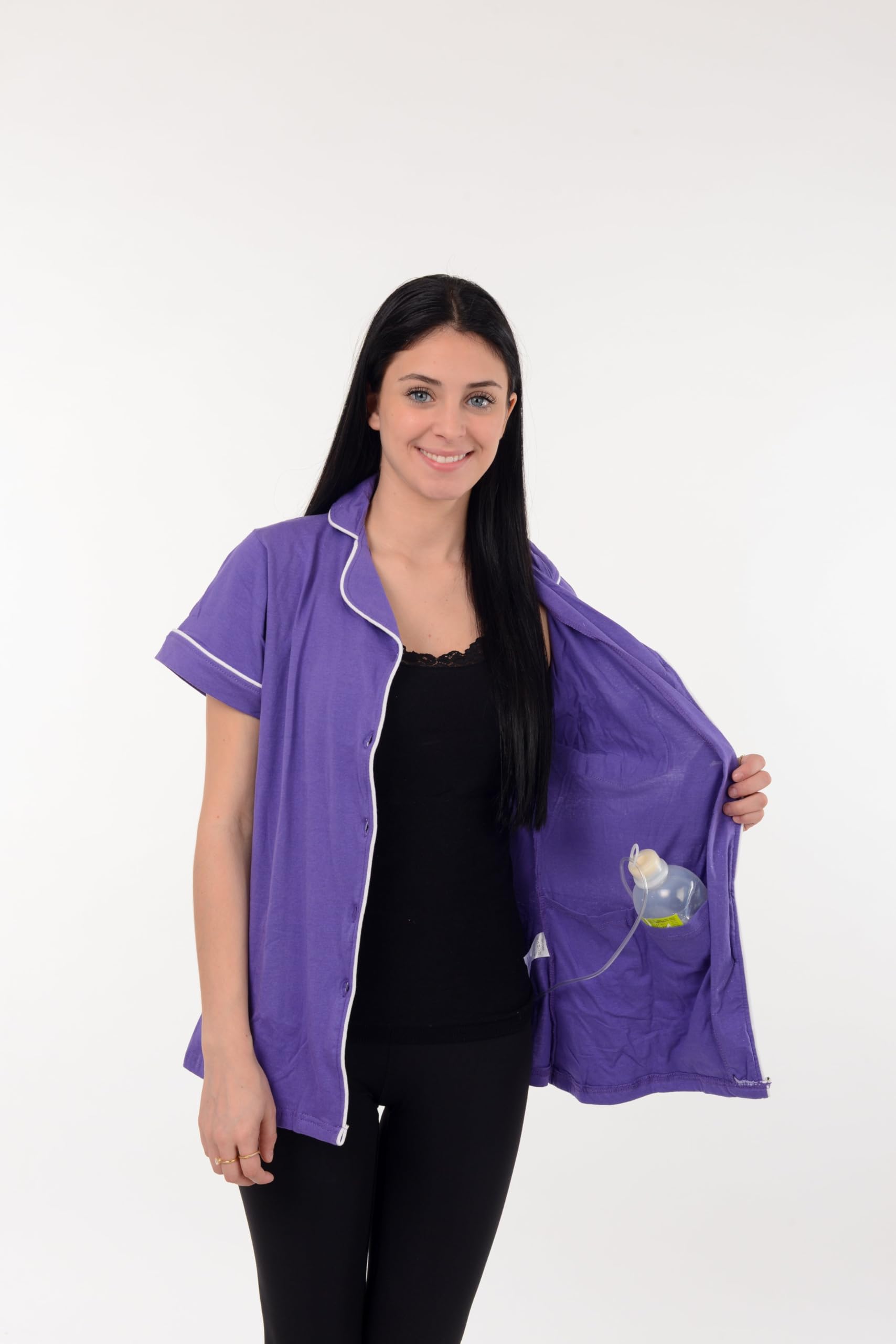 USBD Post Mastectomia Chirurgia Recupero Camicia Camisole, Raissa metallizzate, M