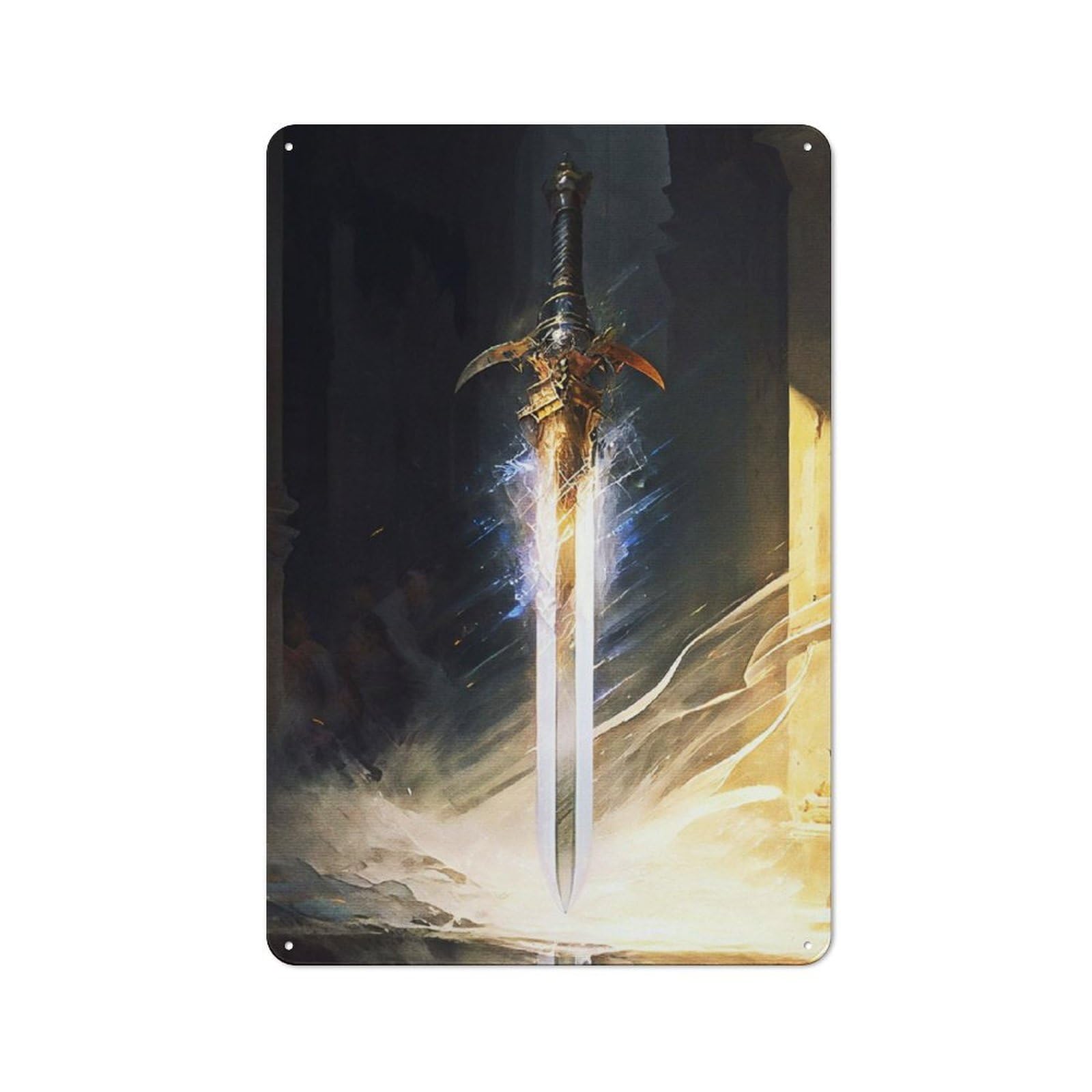 Junmoney Sword Legend Art Urban Metal Wall Decor 30X20cm, Metal Wall Art Sign For Loft, Studio, Office Or Creative Room