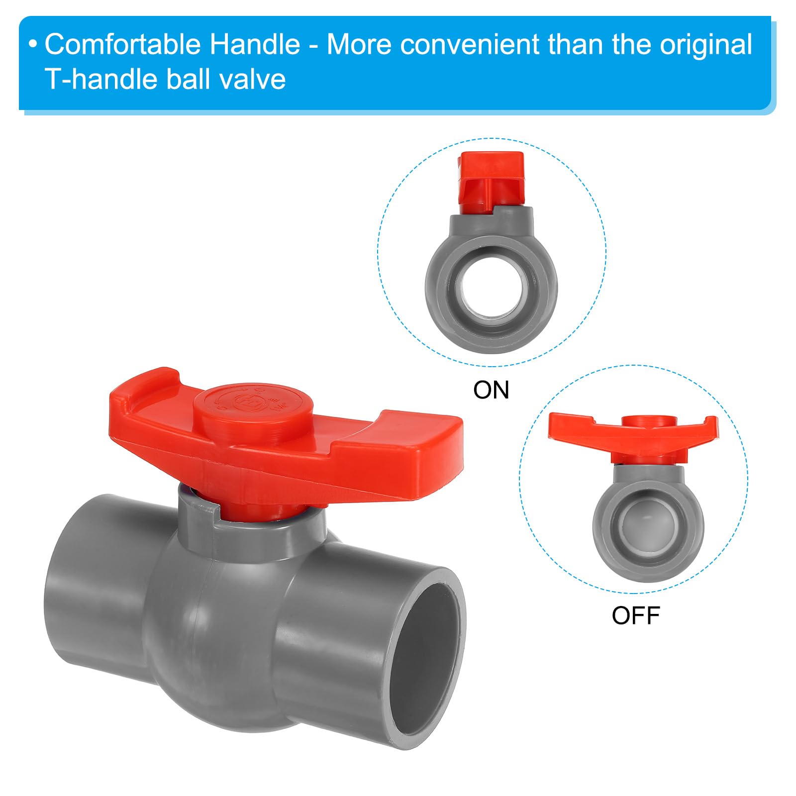 Vanne à Bille En PVC 32 Mm - Pour Conduites D'eau, Irrigation, Piscines - Fermeture Manuelle Par Poignée En T, Bidirectionnelle