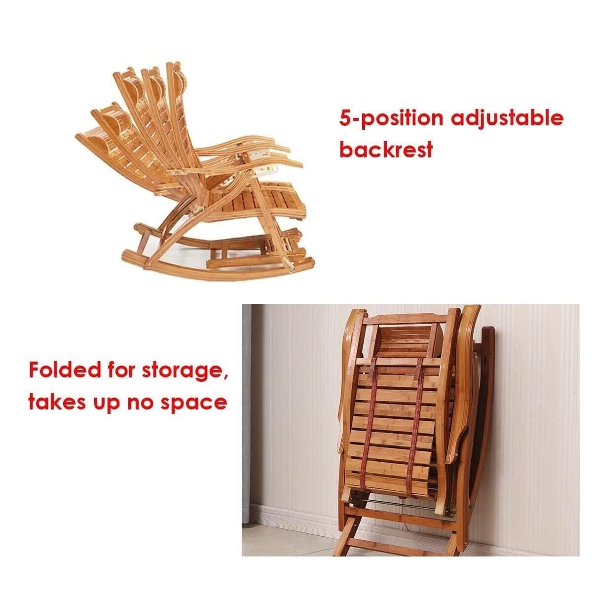 Fauteuil à Bascule inclinable et Pliable, rembourré et Doux, idéal pour Balcon, Piscine, Jardin, Loisirs en Bois, Chaise de Bureau (café)