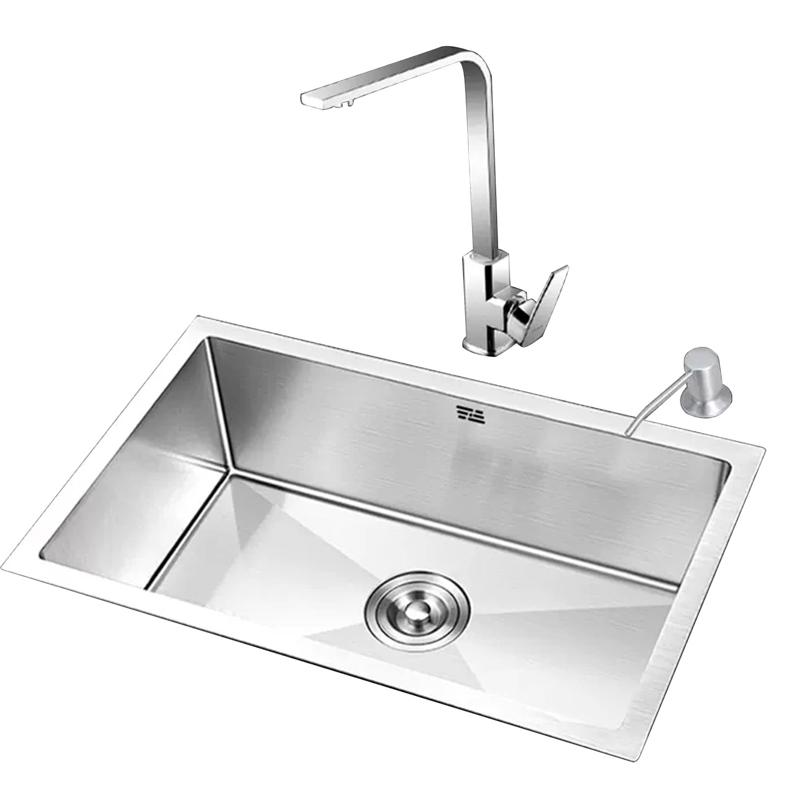 ZQFHSX Stainless Steel Kitchen Sink with Faucet Single Bowl Undermount 48x40cm Complete Accessories for Home and Restaurant Use