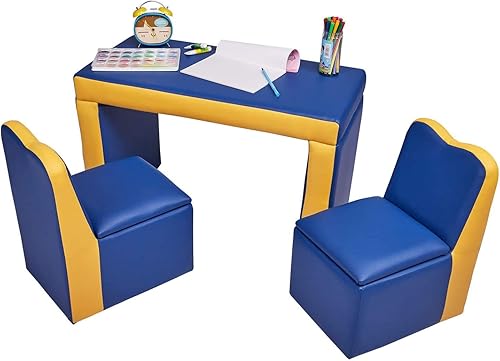 Peachtree - Juego de sofá para niños 2 en 1 multifuncional escritorio y silla sofá infantil con caja de almacenamiento no requiere montaje