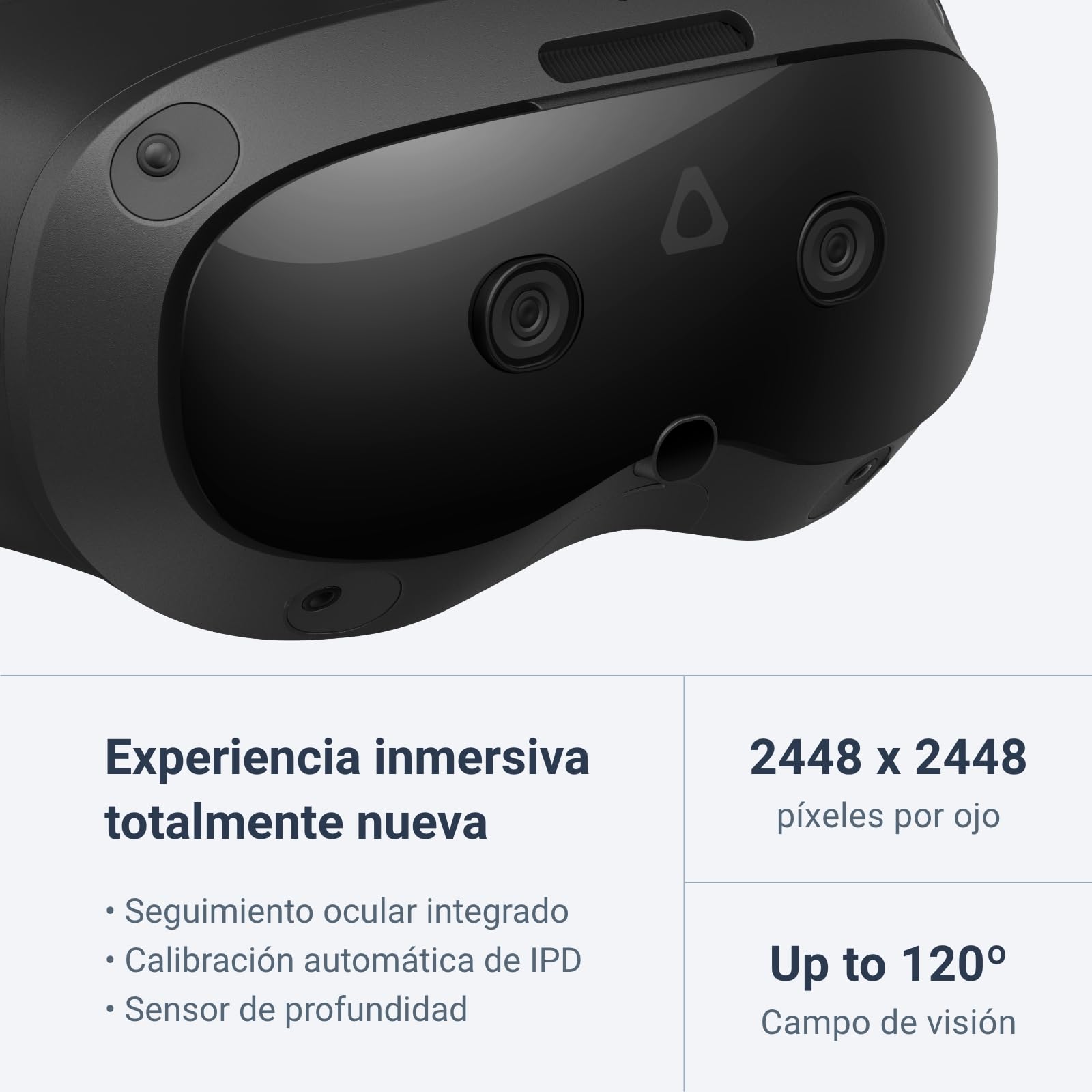 HTC Vive Focus Vision: Auriculares VR para PC y Realidad Mixta + Controladores, Negro, Compatible con el Modo DisplayPort, Compatible con Ordenador Personal, Vive OS