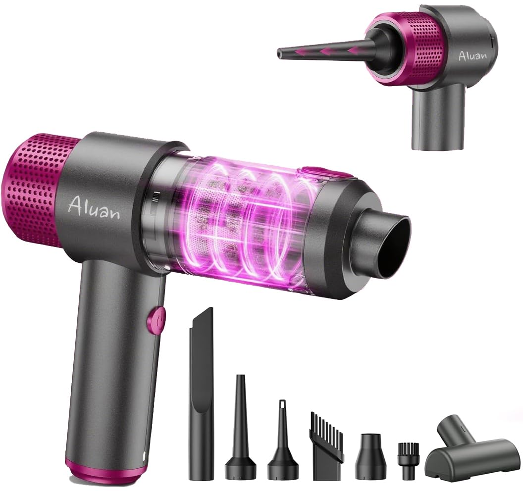 Aluan 15000Pa Powerful Handheld Vacuum Cleaner, 7 in 1 Portable Vacuum Cleaner with Removable Dust Cup, Easy to Clean, Suitable for Car and Home Use.
