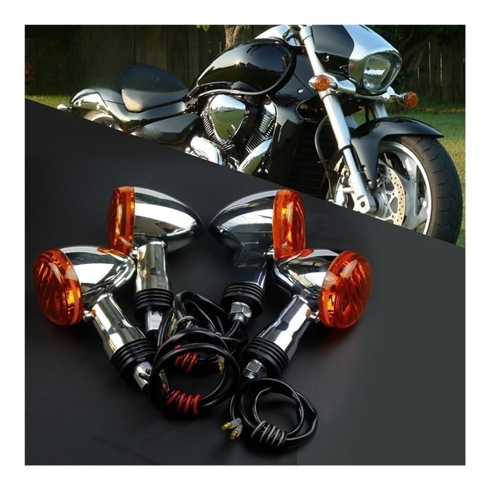 Intermitentes 4 Uds. Luz De Intermitente Trasero Delantera Cromada para Motocicleta Indicador Ámbar Intermitente para Su&zuki Bulevar M109R VRZ1800 2006-2015