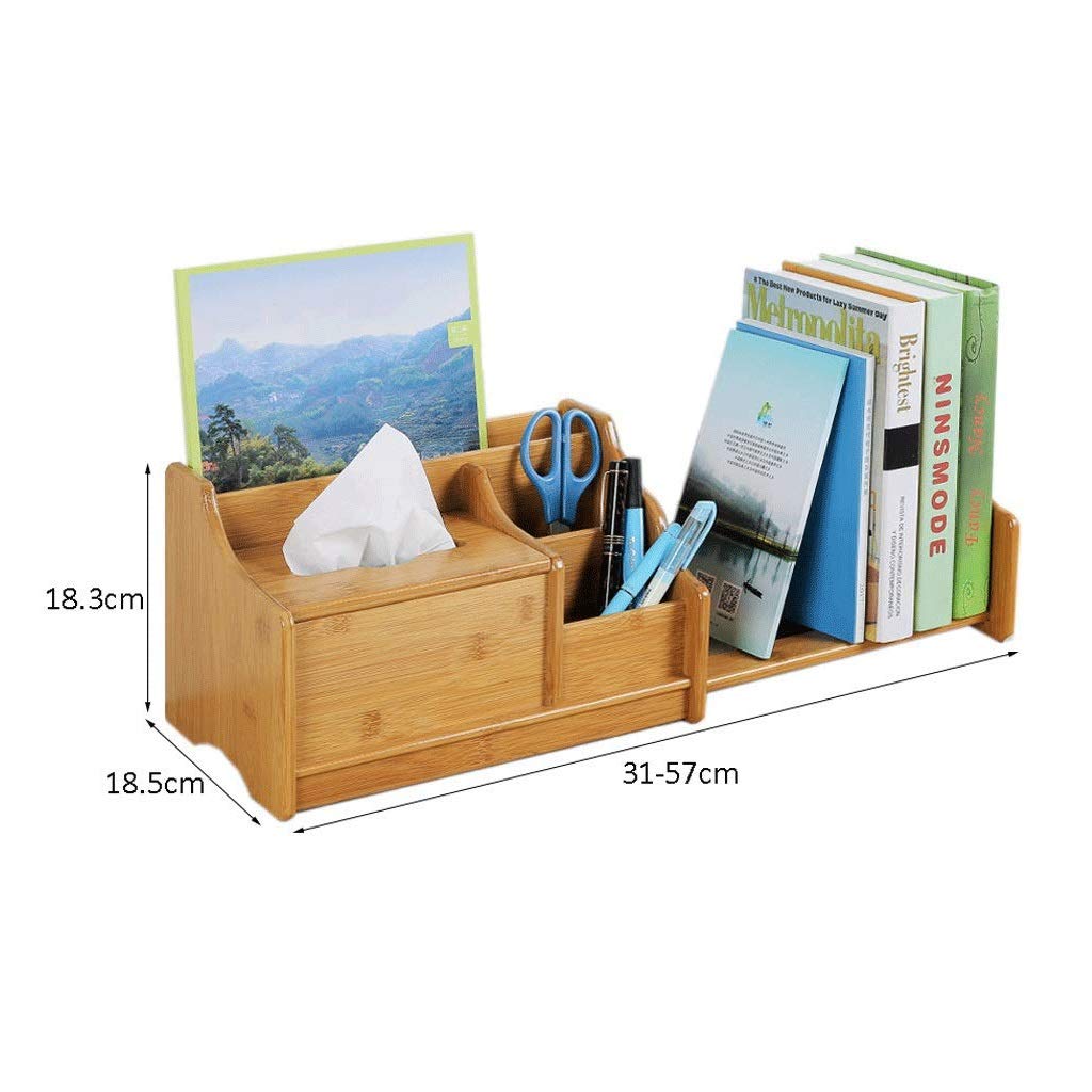 Aufbewahrung Ordner/Schnellhefter/Organisator/Einstellbare Desktop-Bücherregal Schreibtisch-Organisator mit Schubladen Bambus Holz Desktop-Bücherregal Bürobedarf Verkaufsregalen (Natural) Ablagesyste