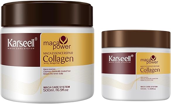 Karseell Collagen Hair Mask 500ml + 100ml, Deep Repair Collagen Hair Treatment, for Dry Damaged Hair All Hair Types