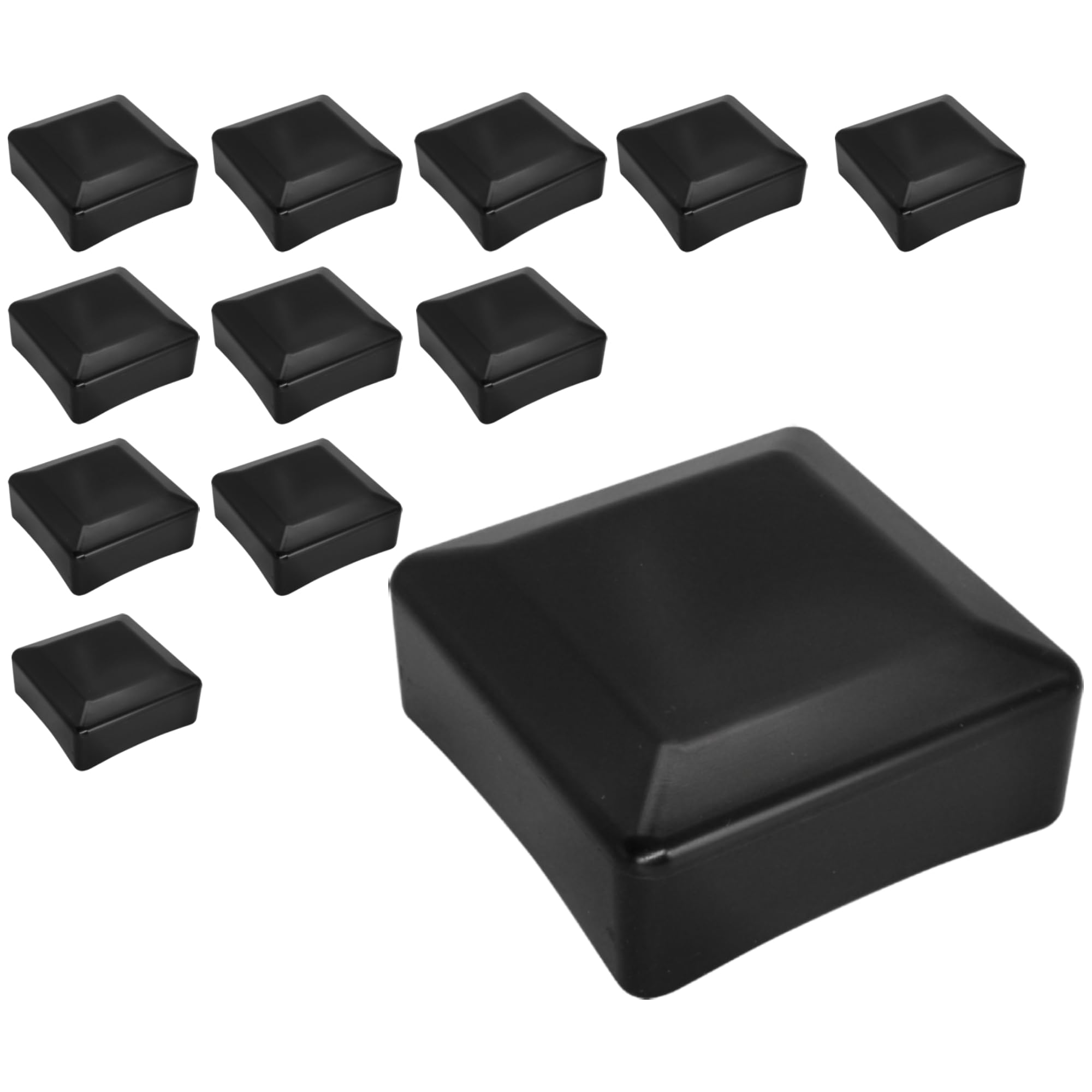 SKIR'CO (12 pcs) Fence Post Caps, Square 80 x 80 mm Black Plastic Caps for Fence Posts, Black RAL 9005 Colour