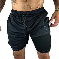 KIT 3 Short Masculino 2 em 1, Tecido Respirável com Forro Duplo, Bolso para Celular, Ideal para Academia e Corrida