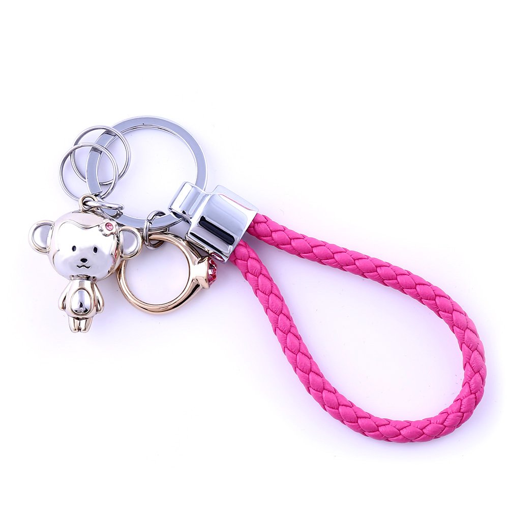 MILESIMILESI Fashion Style Monkey Mascot Couples Keychains Gift for Birthday/Girls Present(Pink)