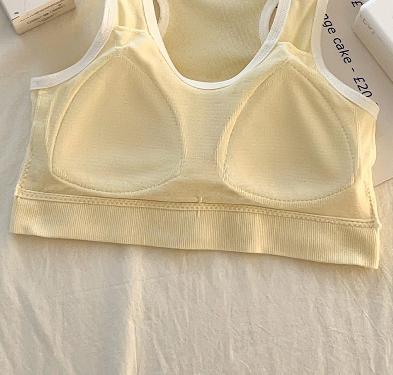Image of Celary Girl's Sports Bra|Beginner Training Bra for Teens|Soft-Padded Wireless Seamless Crop Top|Teen Age Bra for Girls Age 12 to 17 Years|2 Piece Combo