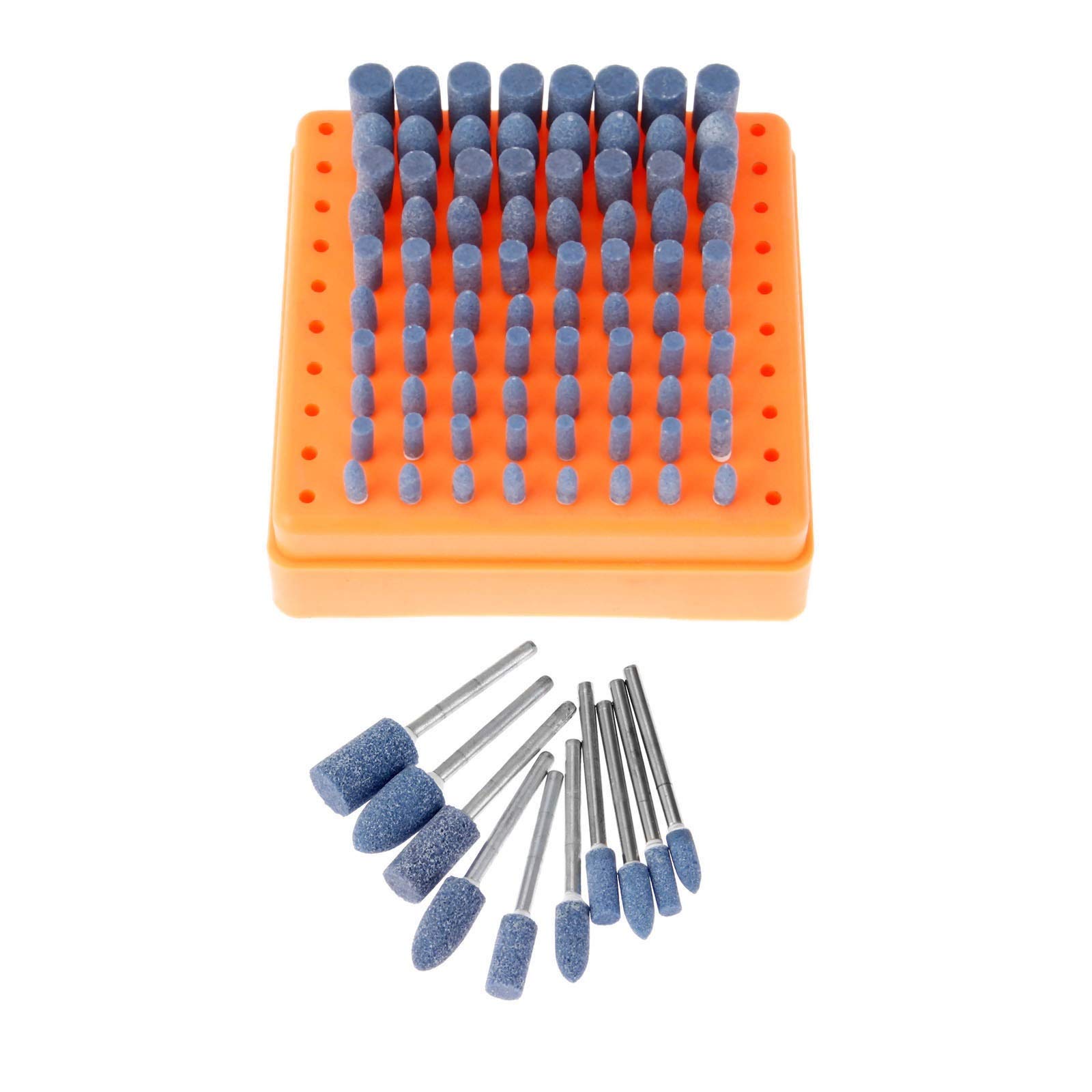 Testa di macinazione e lucidatura 100pcs Abrasivo Punto di pietra montata Punto di macinazione della ruota della testa for laminazione della stampo Polish Die Grinder Strumenti rotativi 3mm Stinco