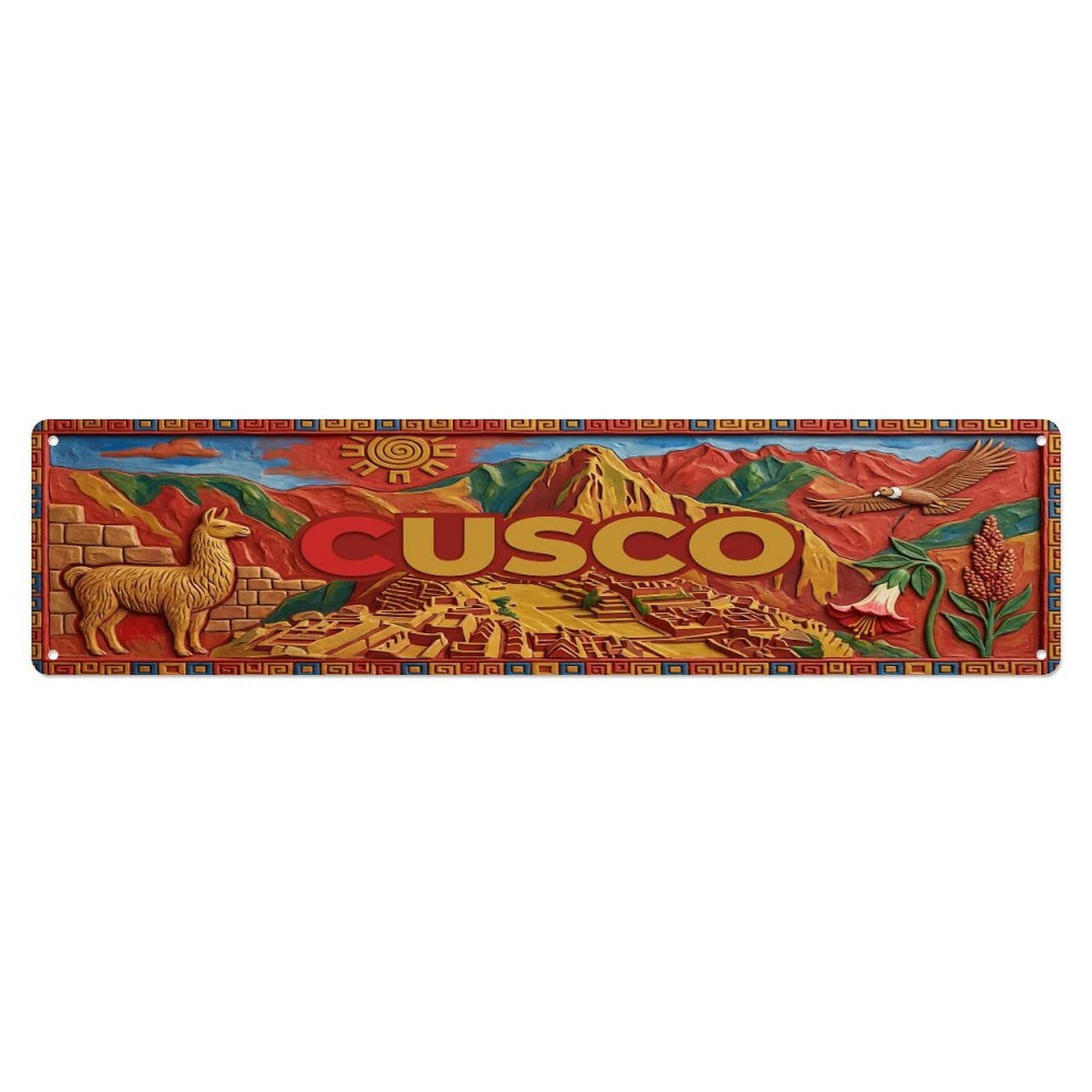Gead 4X16inch Style Vintage Cusco Peru Flag Pattern Metal Tin Sign