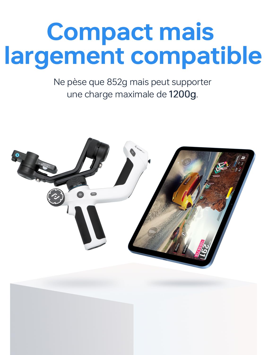 Feiyu SCORP Mini 2 Stabilisateur Camera 3 Axes IA Intégré 4 en 1 Charge Utile 1200g Prise de Vue Verticale Native