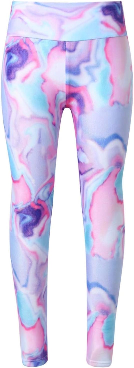 Girls' Tie-Dye Letters Print Active Leggings Athletic Dance Workout Running Yoga Pants Activewear