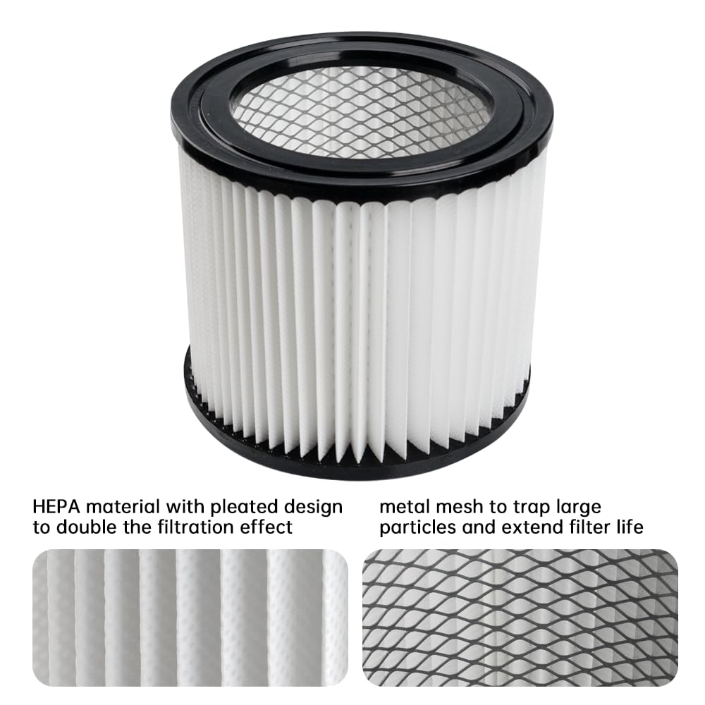 90398 Filtro de cartucho de repuesto para Shop-Vac 903-98 90398 9039800 903-98-00, filtro de cartucho pequeño que se adapta a aspiradoras Shop-Vac de 1 a 4 galones en húmedo/seco, paquete de 2 3