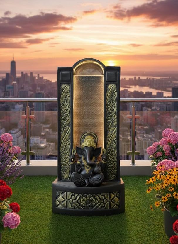 Image of Slate Ganesha Water Fountain 4 FT | for Home, Office, Garden| Water Fountain| Home Decoration Item | Housearming Gifts (Brown) |4 FEET