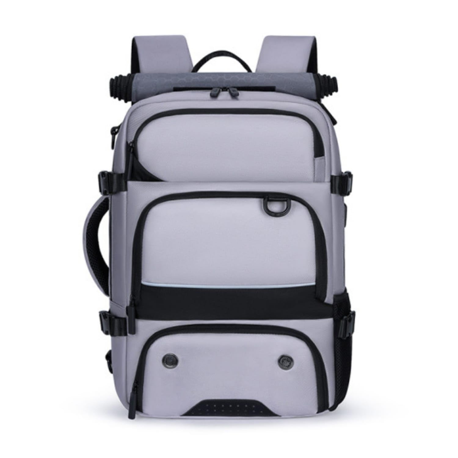 Multi-Pocket Travel Backpack Water-Resistant Backpack Padded Straps Compact Rucksack Structured for Commuting, Gray-image-38