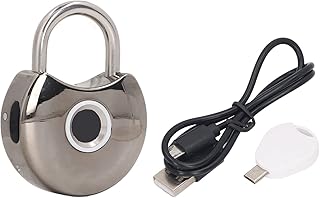 Intelligent Fingerprint Padlock with USB Key Black Waterproof Dustproof Smart Fingerprint Lock Biometric Lock for Luggage Bookcase Suitcase Gym Locker Lock