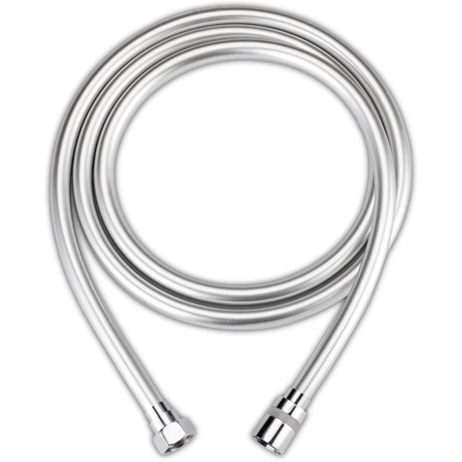 Fbanulpex 1.5M Universal Chrome Shower Pipe, Shower Hose Stainless Steel 1.5/2M Silver G1/2 Anti-Kink Flexible Thickening High Pressure(1.5M)