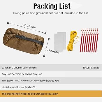 Amazon | 3FULGEAR バックパックテント - Lanshan 2 超軽量 防水