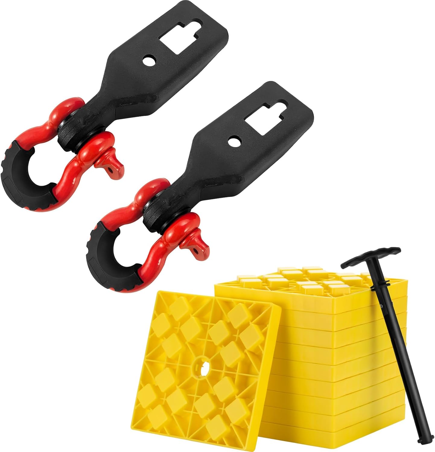 F150 Front Tow Hook Shackle Mount Kit and 10 Pack RV Leveling Blocks Camper Levels