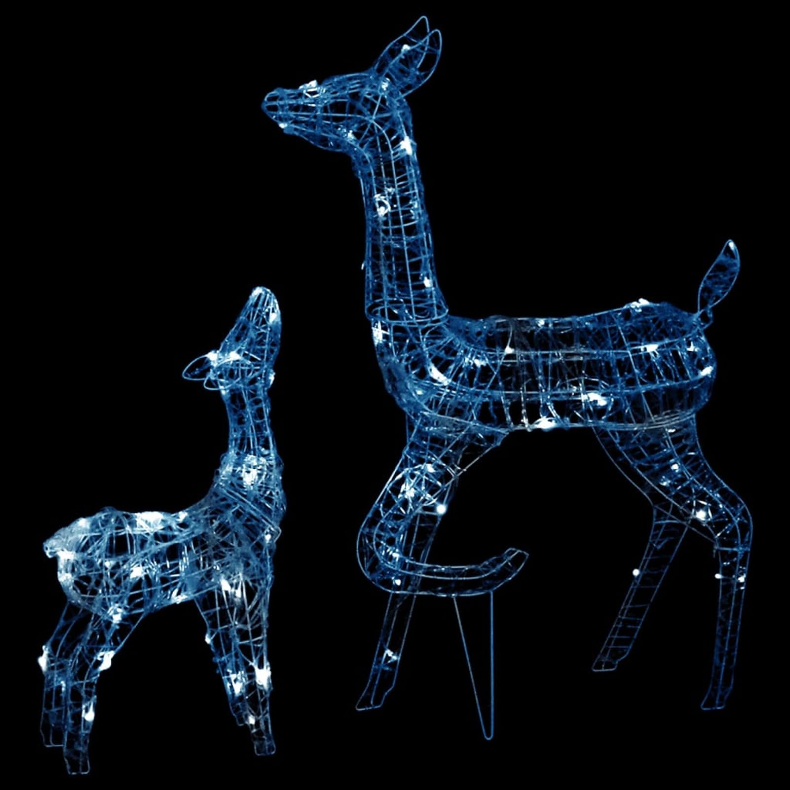 Homgoday Familia de Renos de Navidad acrílico Blanco frío 160 Leds Ciervo de Navidad Acrílico Renos navideños Decorativos Exterior Luces Navidad Reno