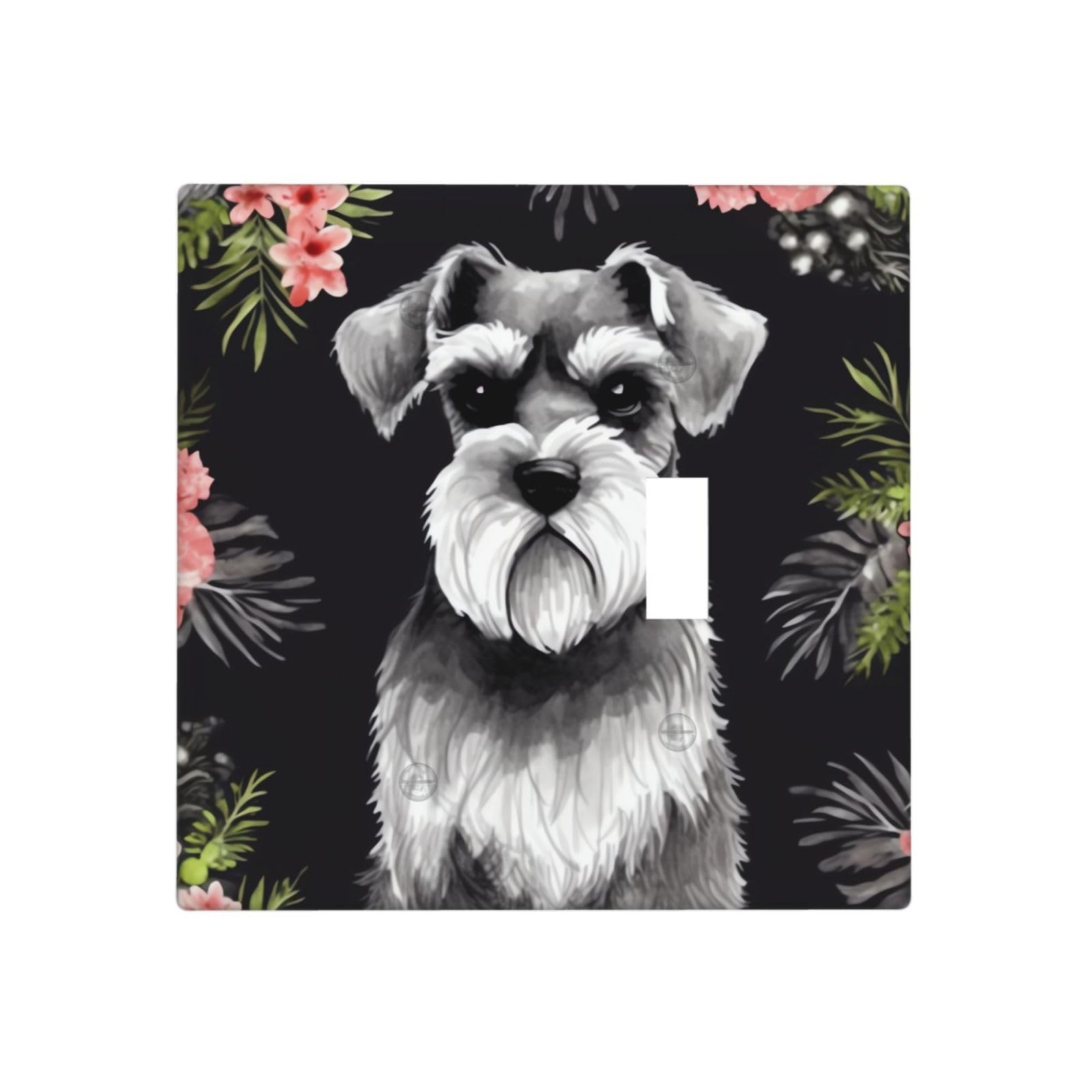 Decorator Wall Plate 2 Gang Light Switch Covers Schnauzer Wallplate Double Toggle Switch Plate Mid-size Electrical Outlet Covers Decorative Wall Switch Plate Cover
