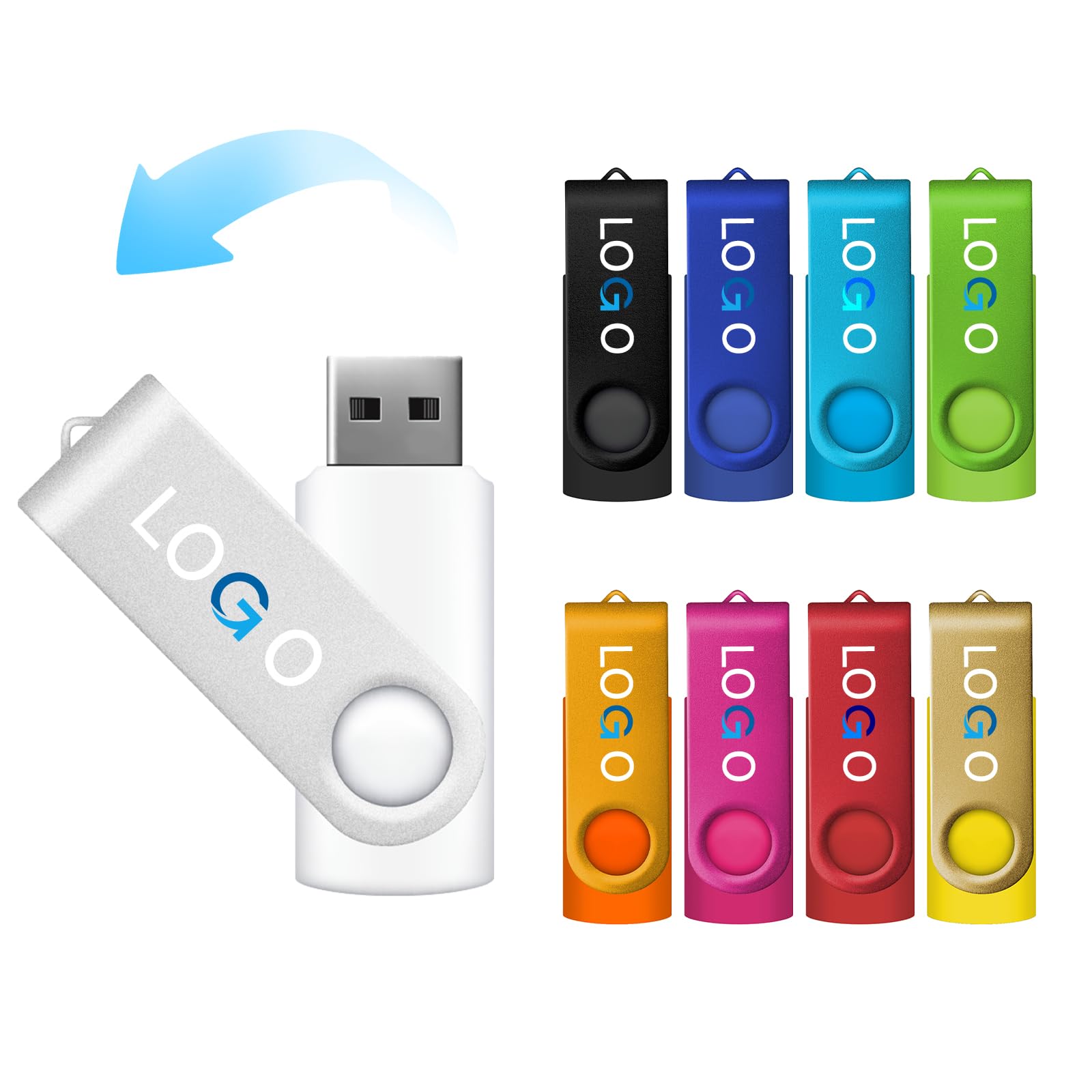 Personalized Custom USB Flash Drive, 50 Pack Custom Swivel Thumb Drive USB 2.0 Memory Stick Pen Drive, 360° Swivel, External Data Storage (512 MB,Without Box)-image-49