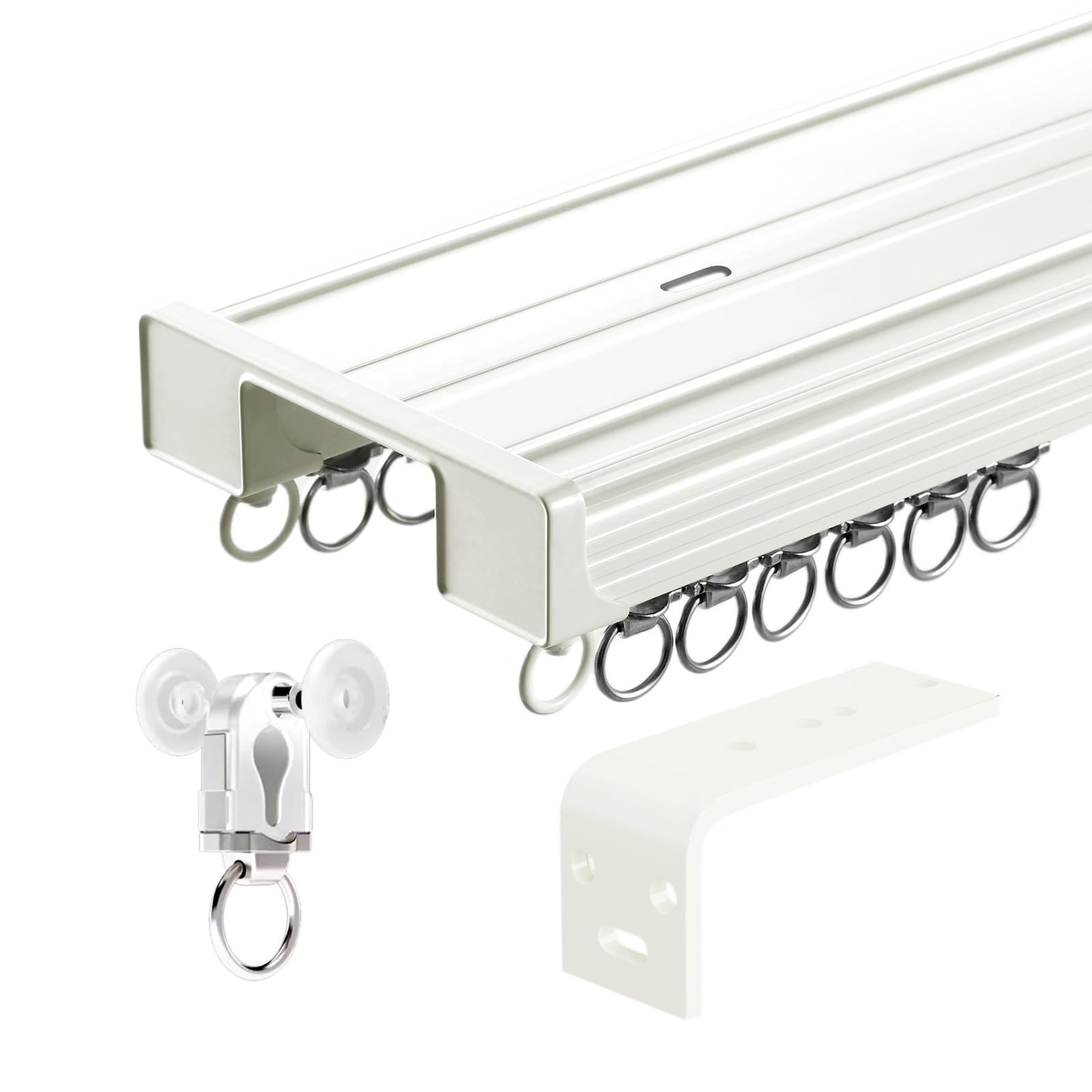 Binari Per Tende Doppio Binario Per Tende Da Soffitto Silenzioso Bastoni Per Tende In Alluminio Per Camera Da Letto Soggiorno Divisorio(White,170cm)