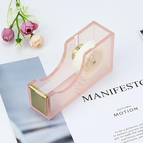 Miniatura 5 de Buqoo Juego de suministros de oficina de oro rosa  El kit de accesorios de escritorio incluye dispensador de cinta acrílica resistente, grapadora