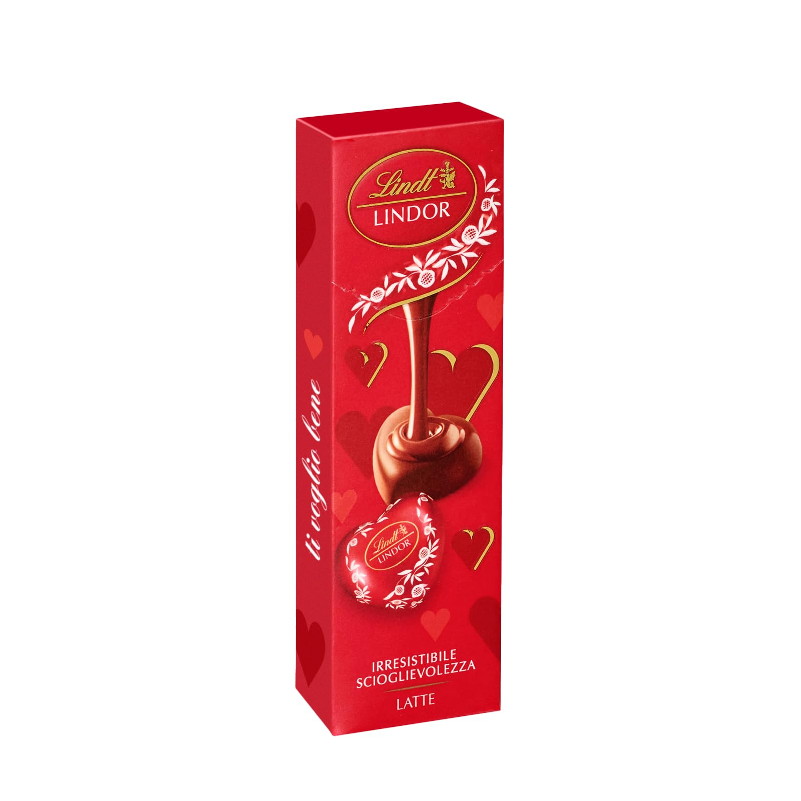 Lindt LINDOR Tubino Cuori, Confezione di Cuori LINDOR al Cioccolato al Latte, Formato 41g