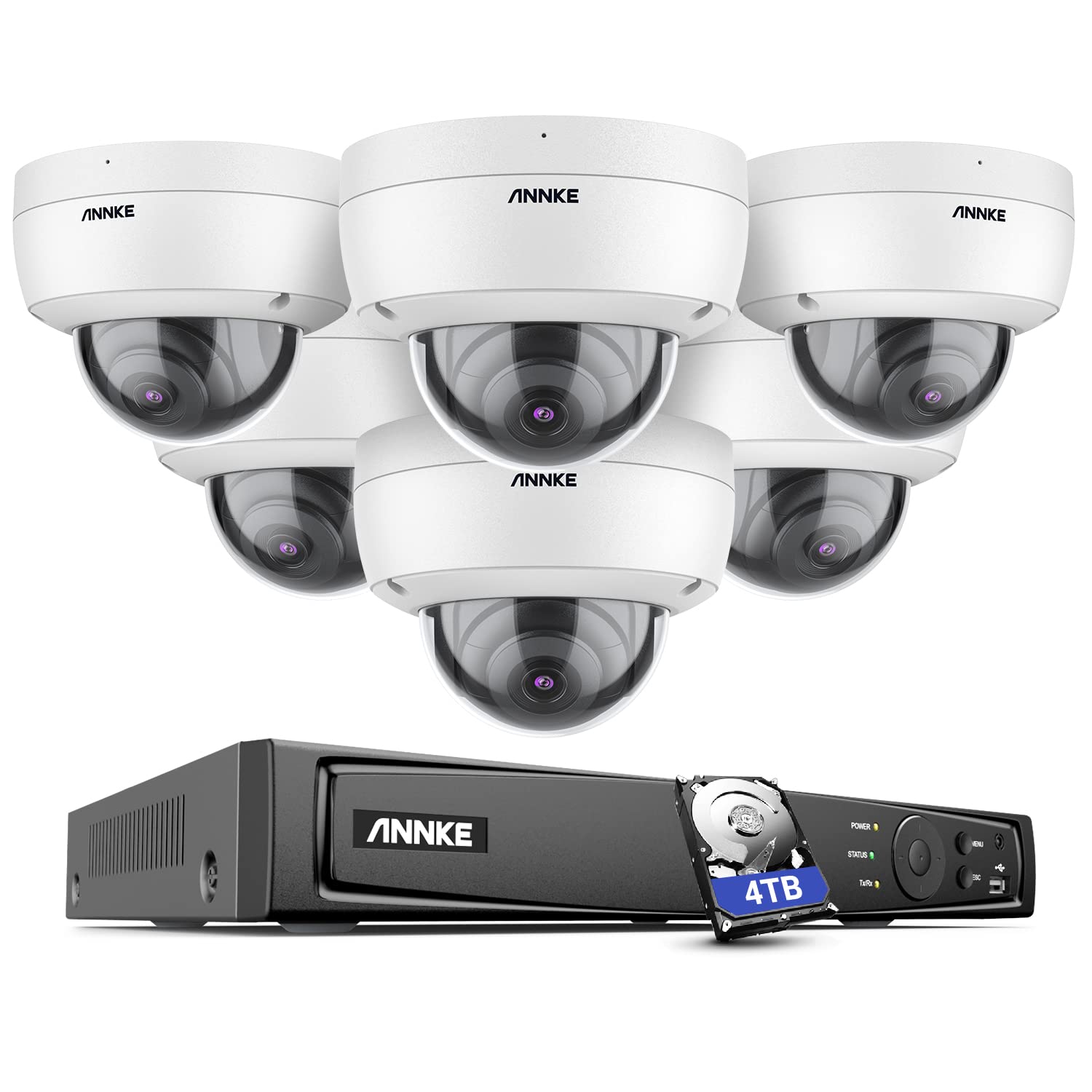ANNKE H800 8MP PoE Security Camera System with 4TB HDD, 4K H.265+ NVR and 6X 8MP Ultra HD IP Dome Cameras, 100ft Night Vision, IP67 Waterproof and IK10 Vandalproof, Remote Access