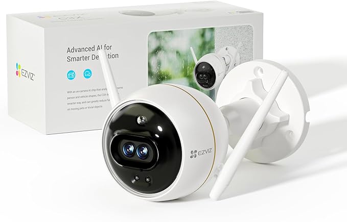 Cámara bullet exterior Ezviz C3X 2k 1080p con doble lente y protección IP67.