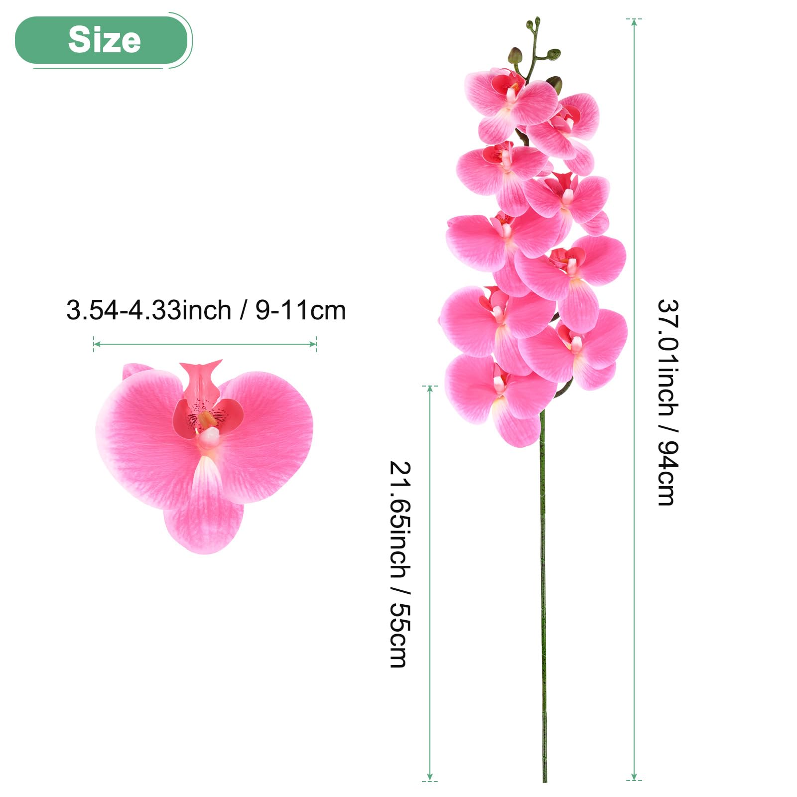 M METERXITY 1-Pack Artificial Orchid Flowers 9 Large Petals 37 Inch Faux Phalaenopsis Silk Bouquets Real Touch Rose Red Fake Orchids for Home/Wedding/Christmas/Party/Garden Office - Image 3