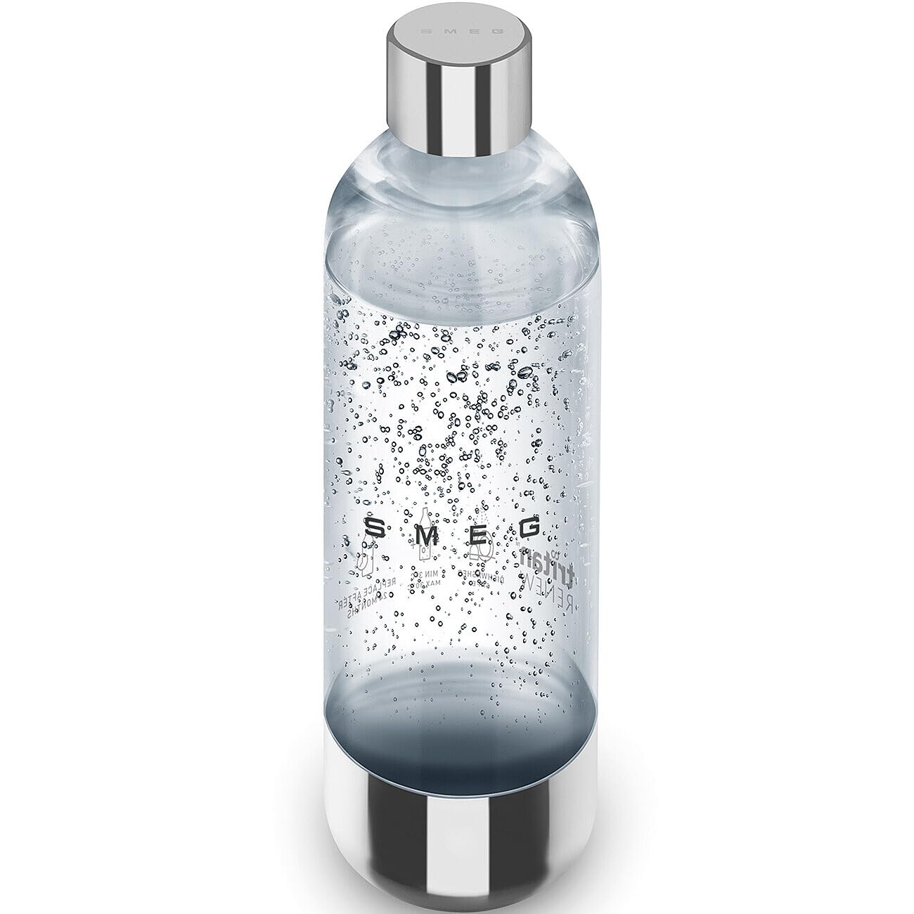 Smeg, Bottiglia per Gasatore d'Acqua SKB01, 800 ml, Compatibile con Soda Maker SKC01, in Plastica Tritan™ Renew e Acciaio Inox, 280x83x83 mm