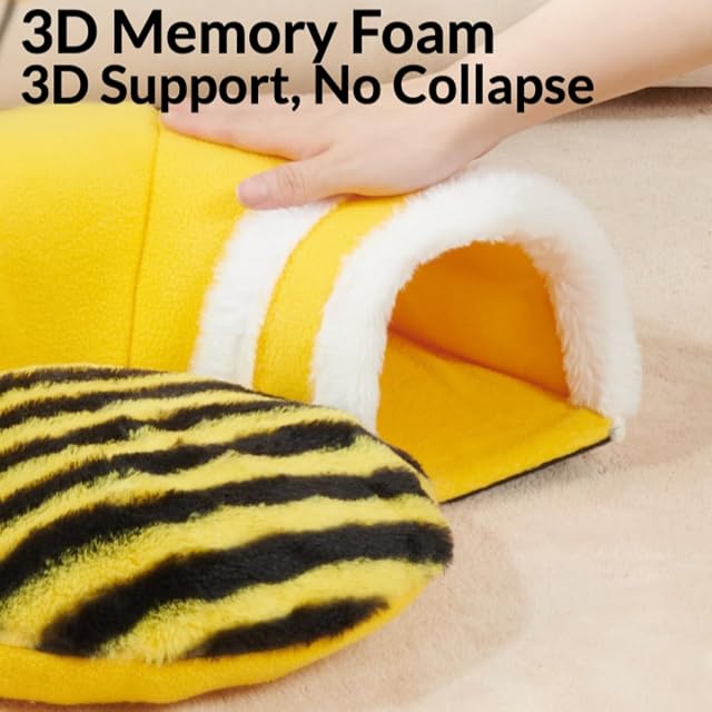 Foto 3 de 8 de Cama tipo túnel de conejo, bonita forma de abeja, túneles y tubos extraíbles suaves para jaula