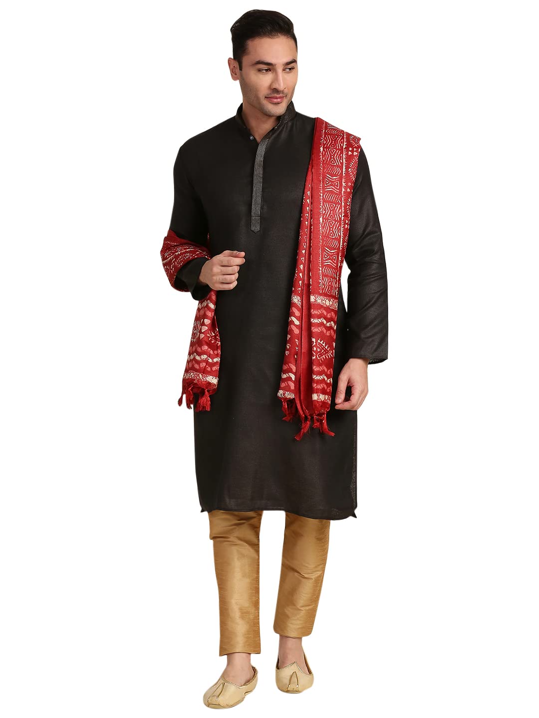 dupatta bazaar Men's Maroon Printed Silk Dupatta for Kurta/Sherwani/Achkan-picture-45